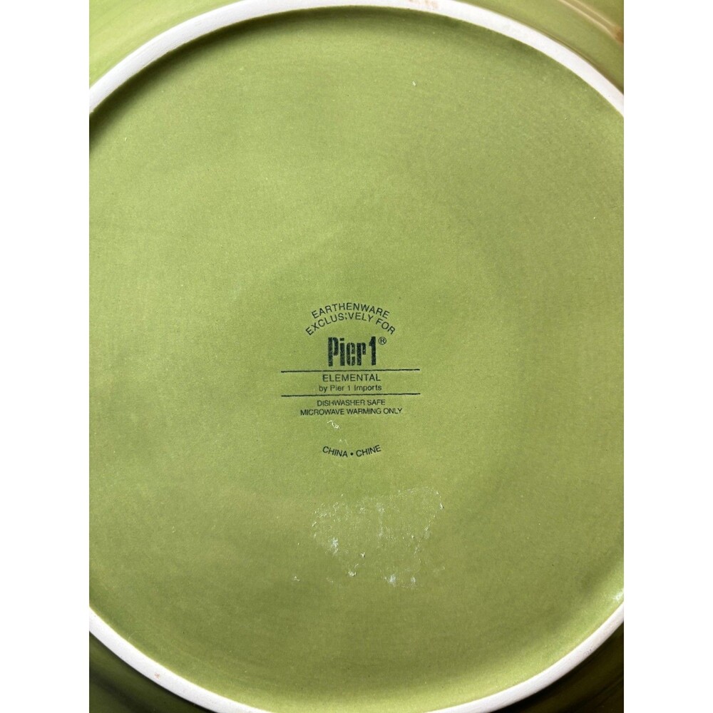 Pier 1 Elemental Sage Green Earthenware 11.75” Plates (2) & 10.75" Bowl Set - Picture 5 of 11